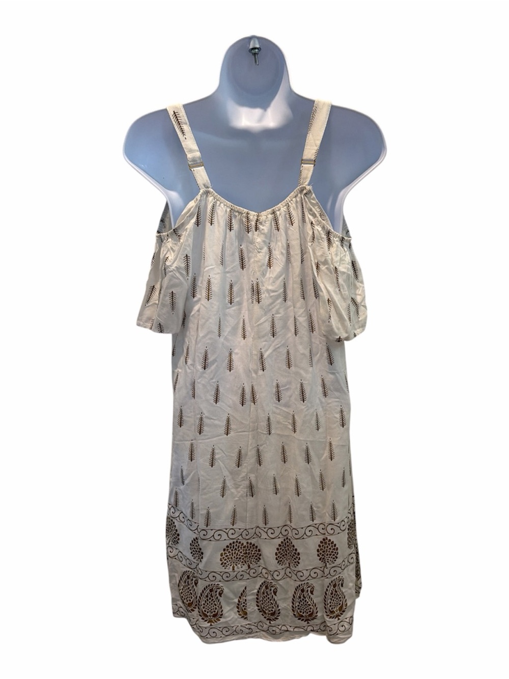 LAPOGEE White & Gold Cold Shoulder Dress size medium - Picture 2 of 7